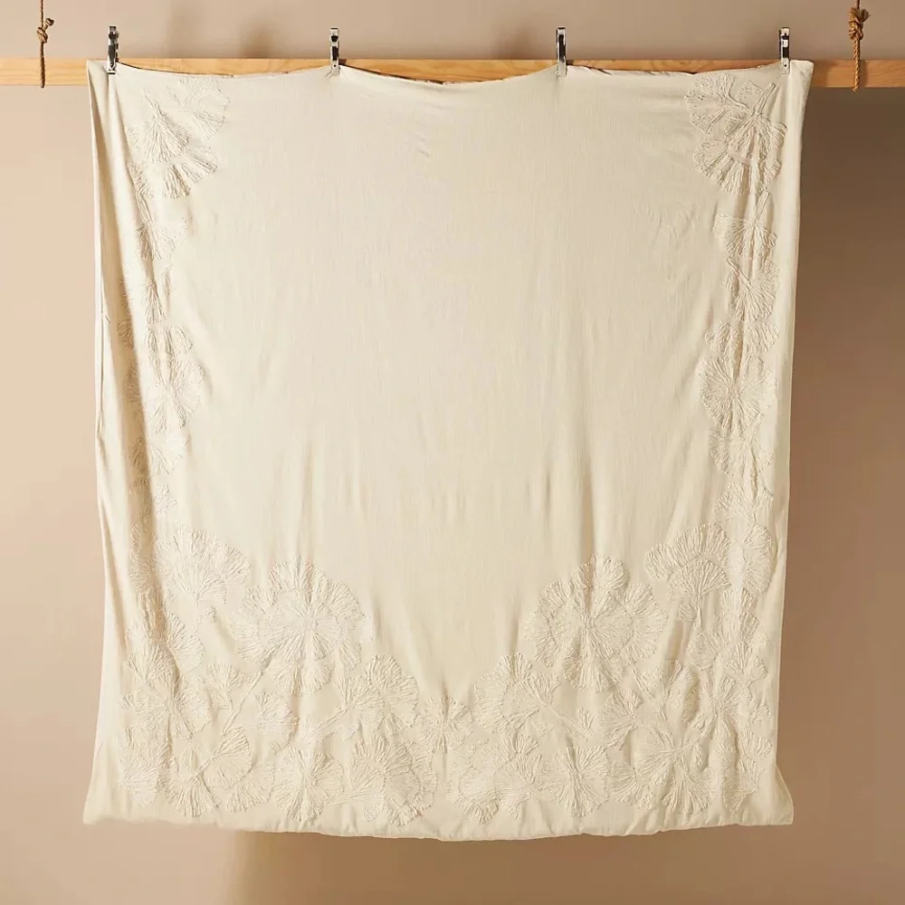 NWOT Anthropologie Ivy Appliqué Duvet Cover QUEEN Z159
